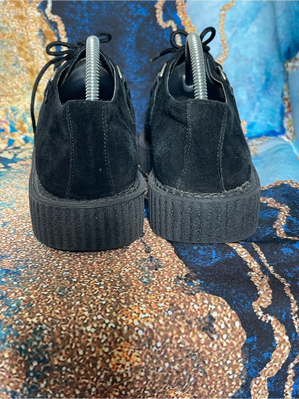 T.U.K. Unisex Black Creepers Platform Shoes D-Ring Lace Gothic Punk size W11-M9 - Picture 11 of 15